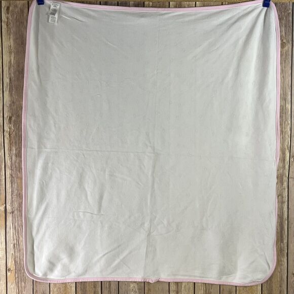 Precious Firsts by Carter’s White Pink Heart Baby Blanket Cotton Stretch Jersey - Picture 7 of 7